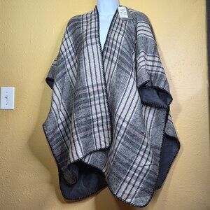 NWT Style & Co Women's Classic Plaid Reversible Wrap Black